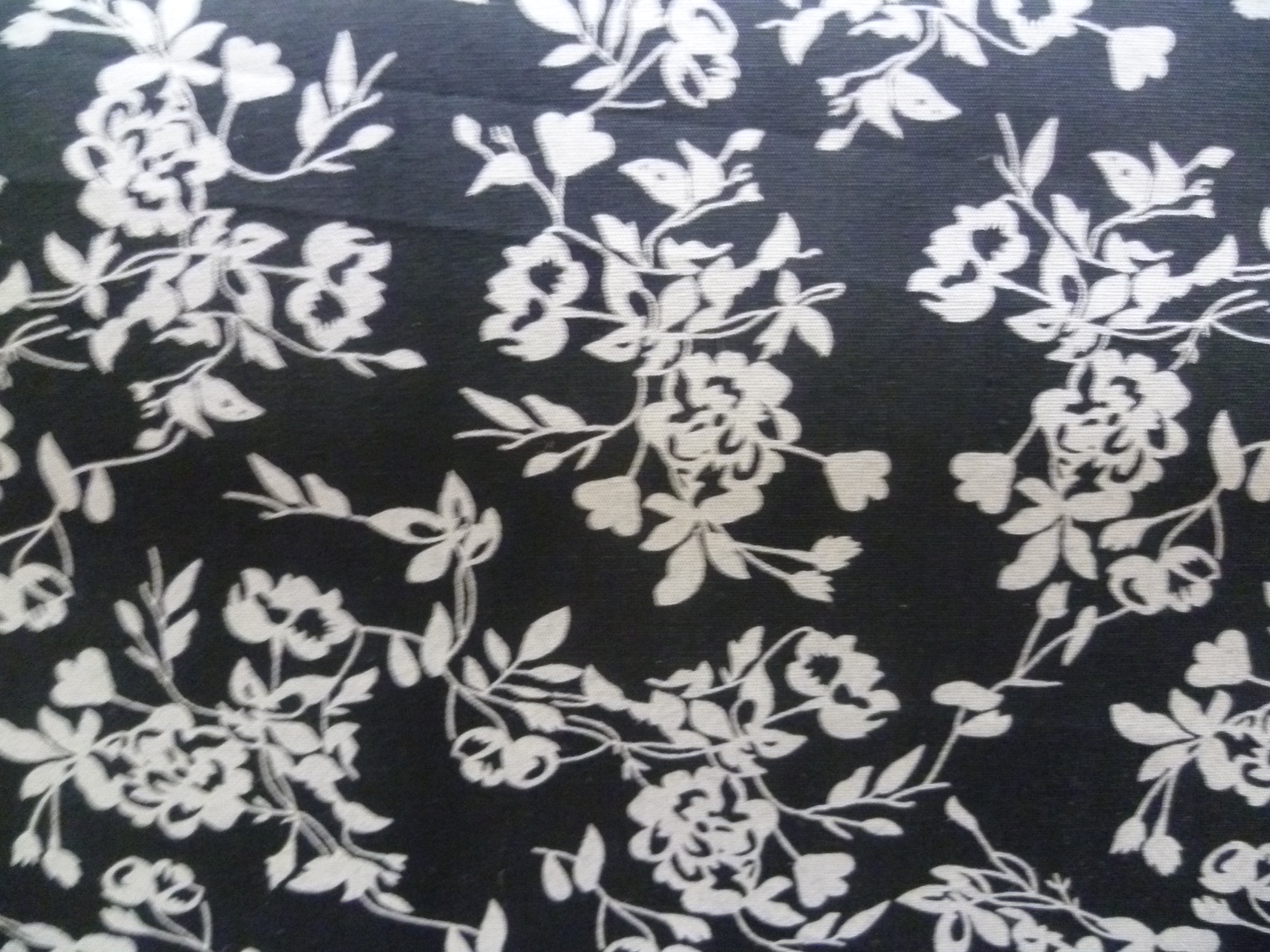 Black White Floral Cotton Shirting