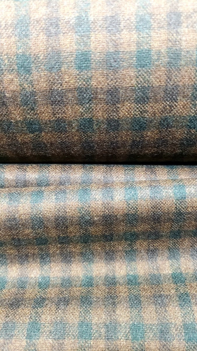 Blue Beige Check Cashmere Wool Blazer