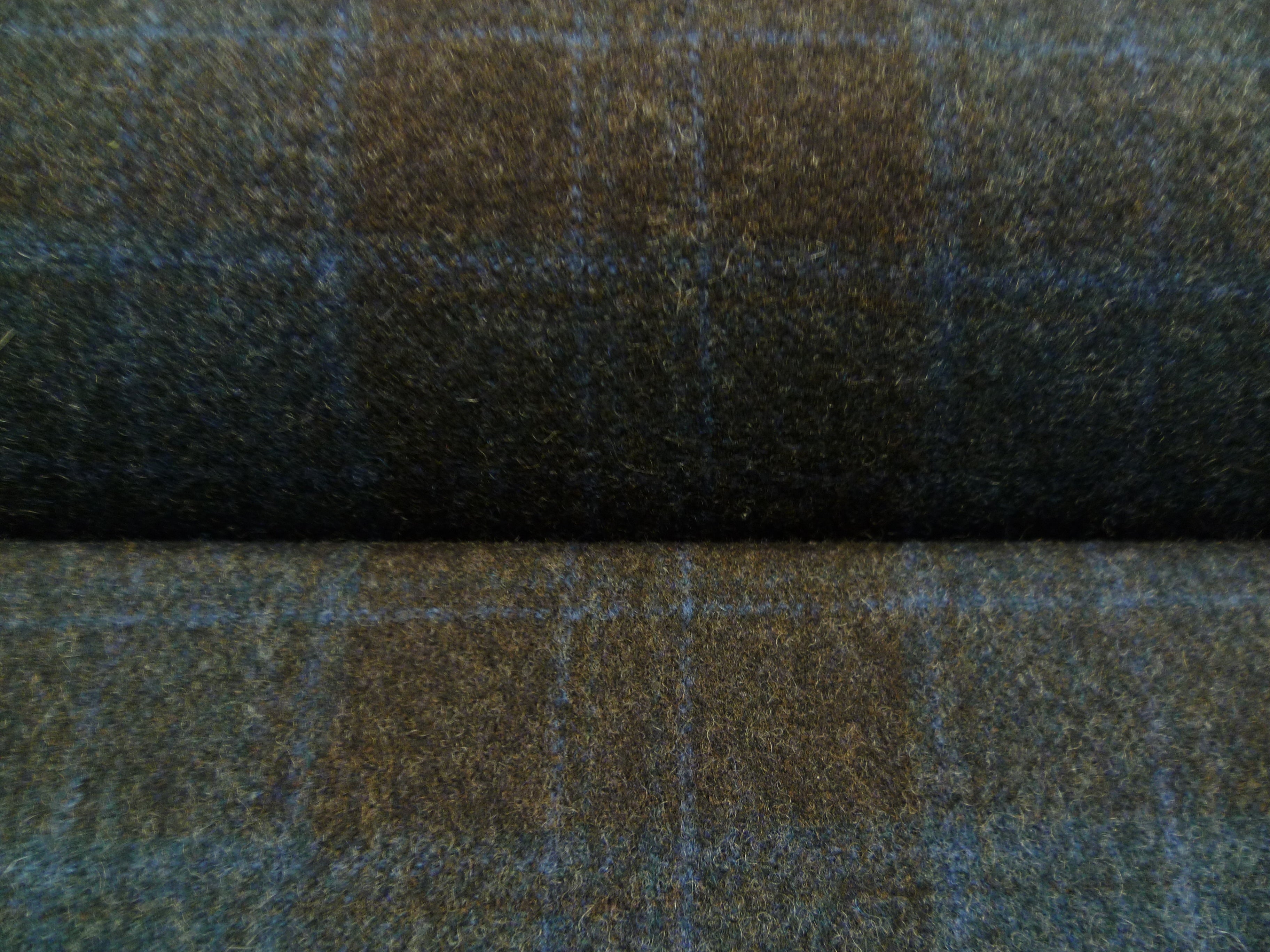 Blue Brown Plaid Cashmere Wool Blazer Suiting