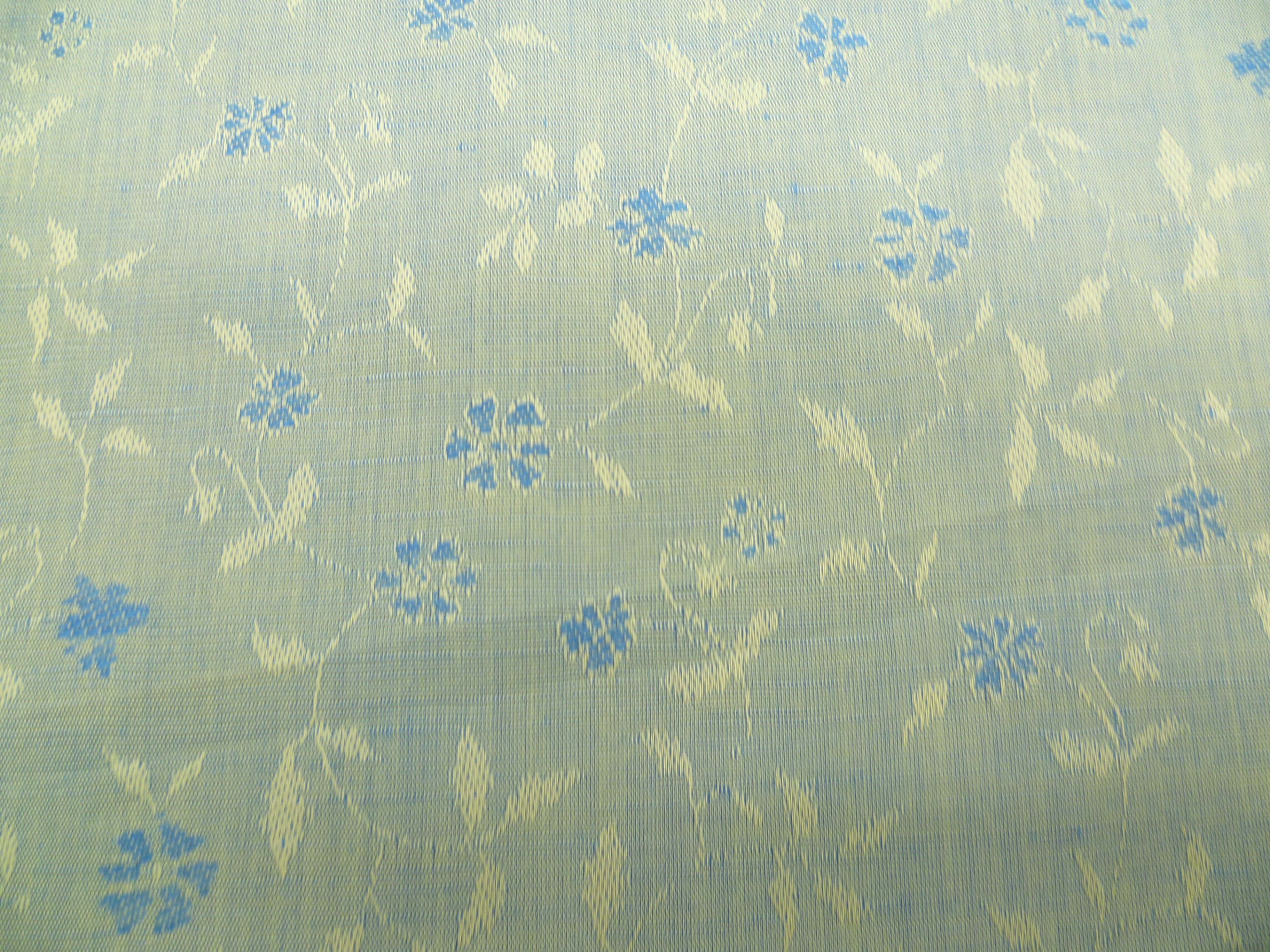 Blue Green Floral Linen Cotton Shirting