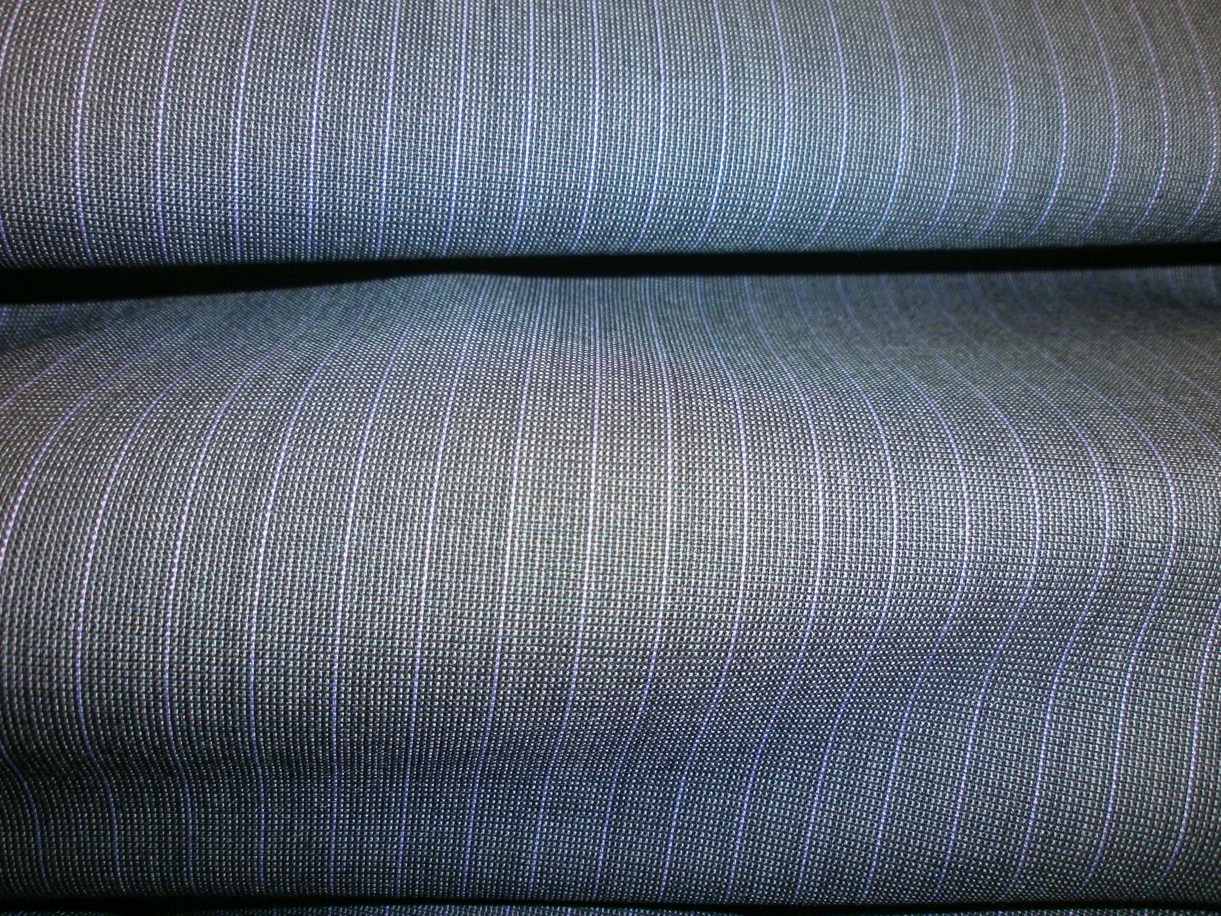 Blue Grey Stripe Worsted Wool Blazer Suiting