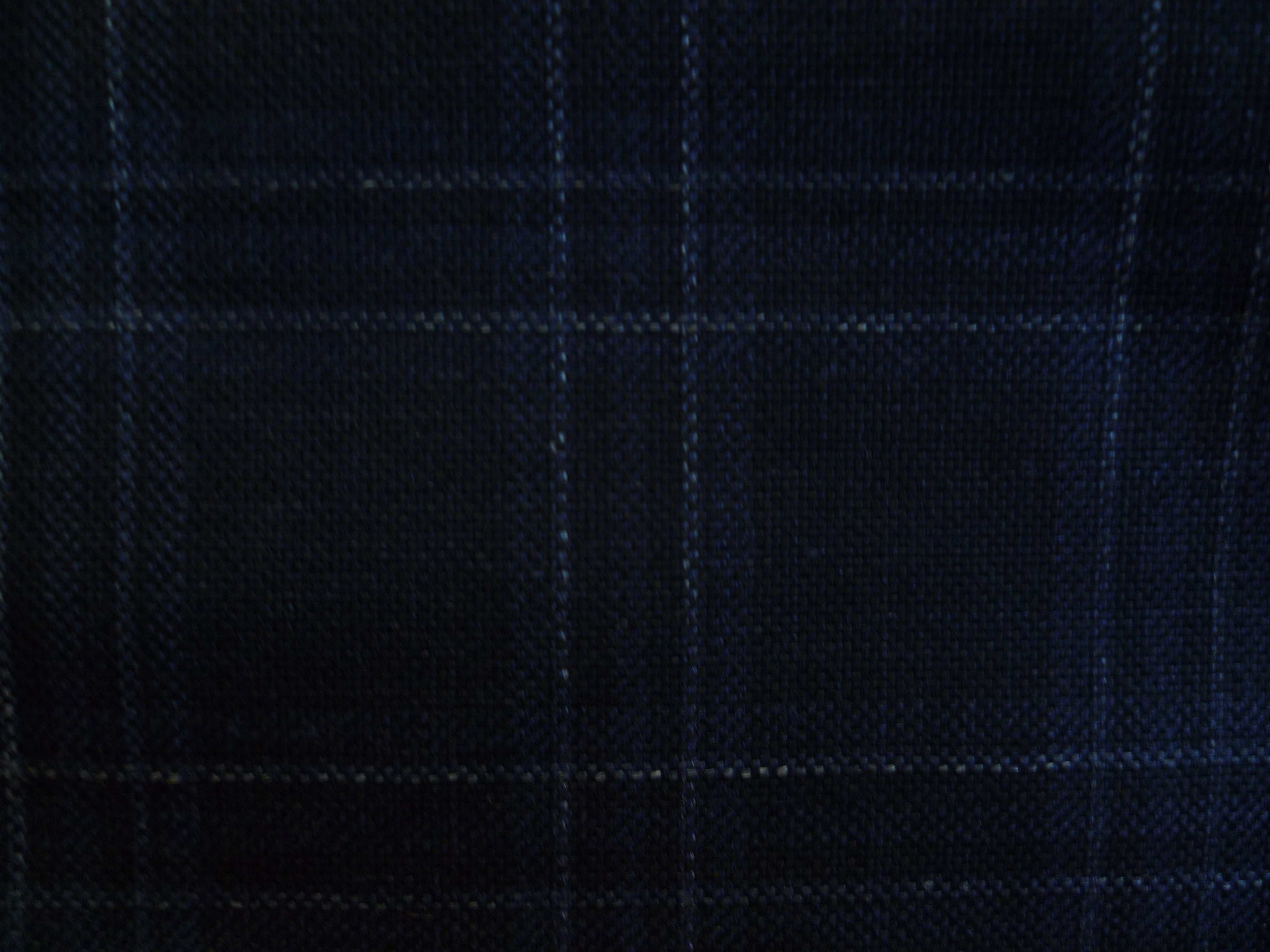 Blue Navy Check Linen Wool Suiting