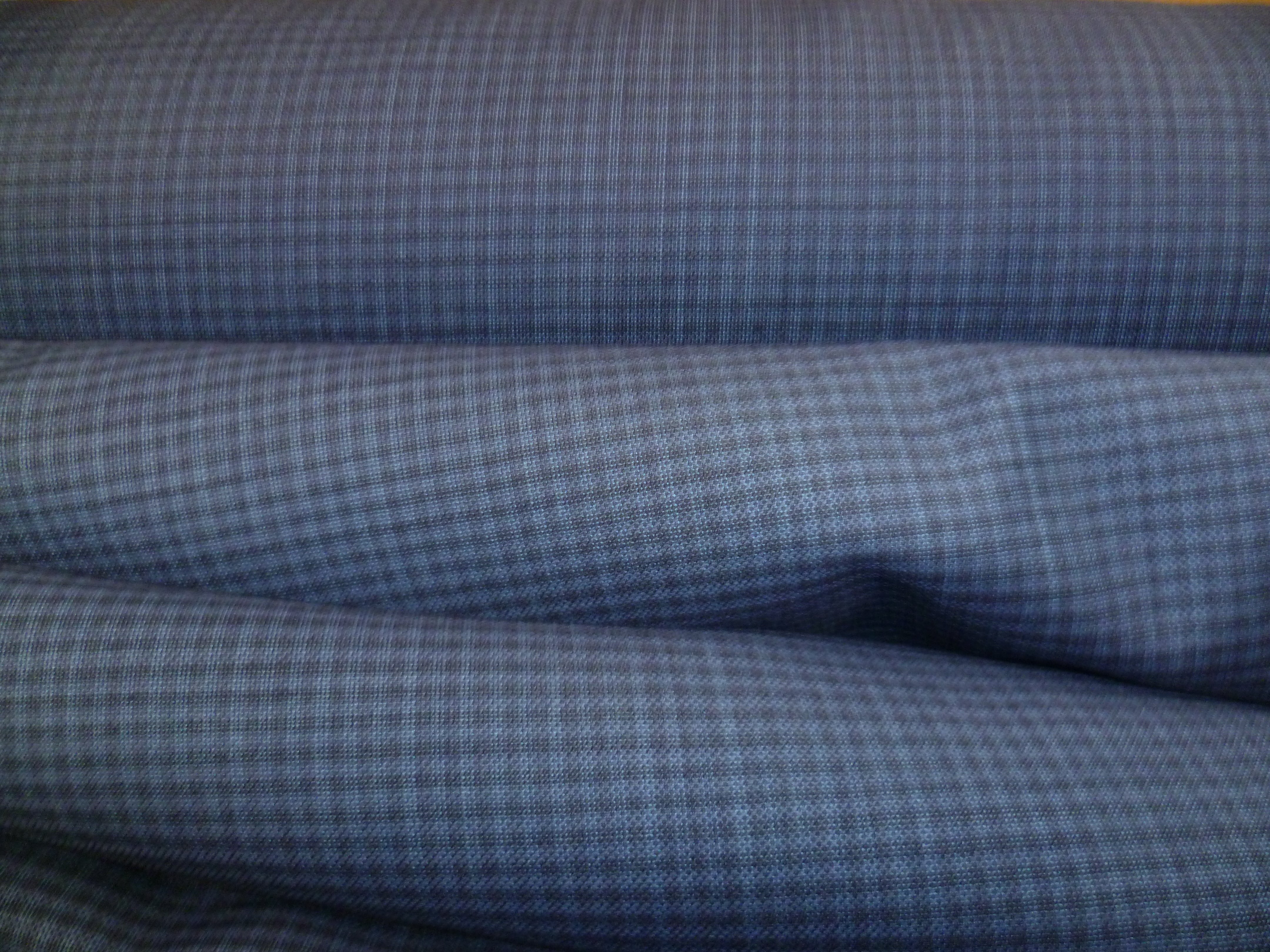 Blue Navy Check Worsted Wool Blazer Suiting