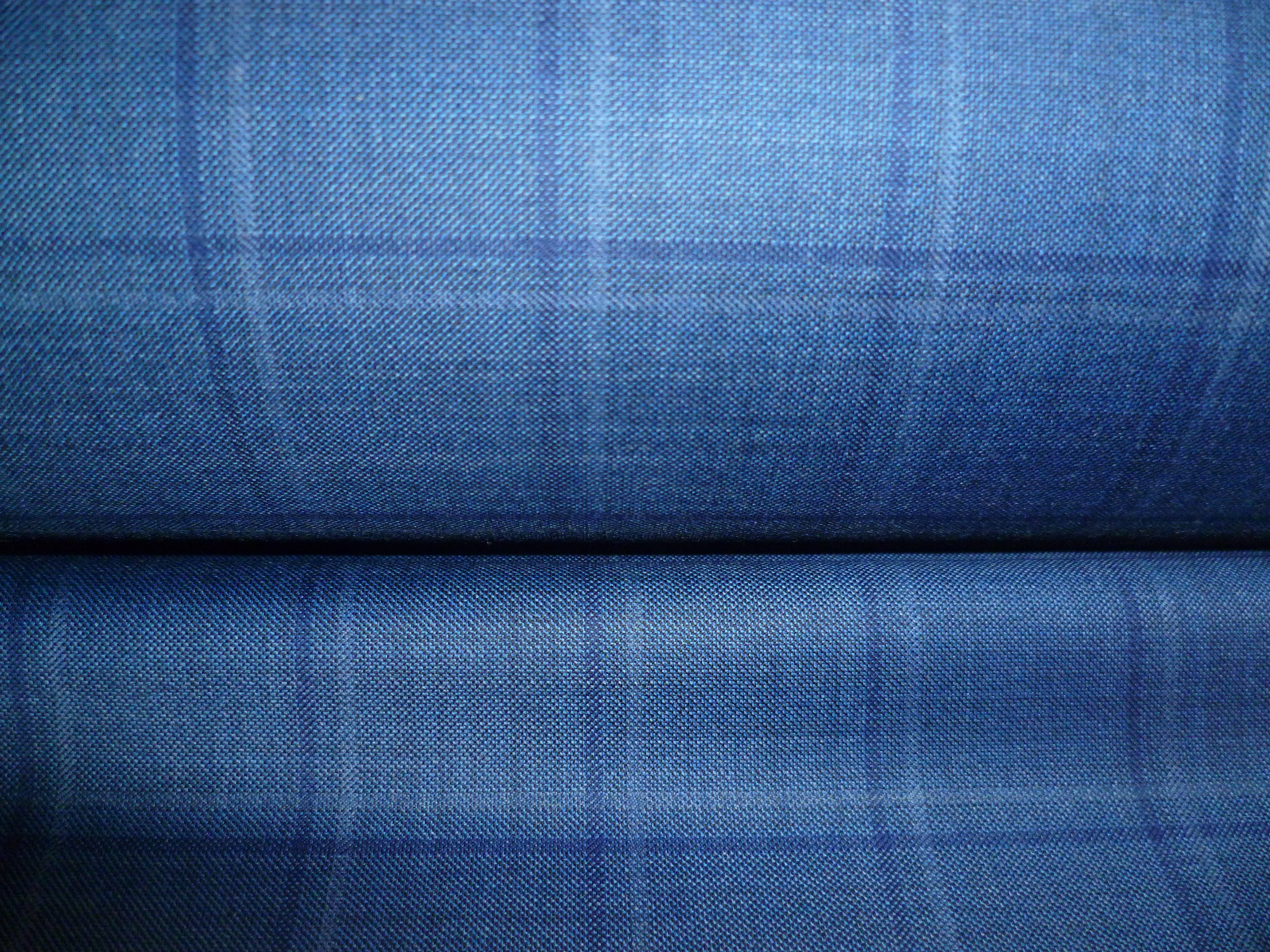 Blue Tonal Check Worsted Wool Blazer Suiting