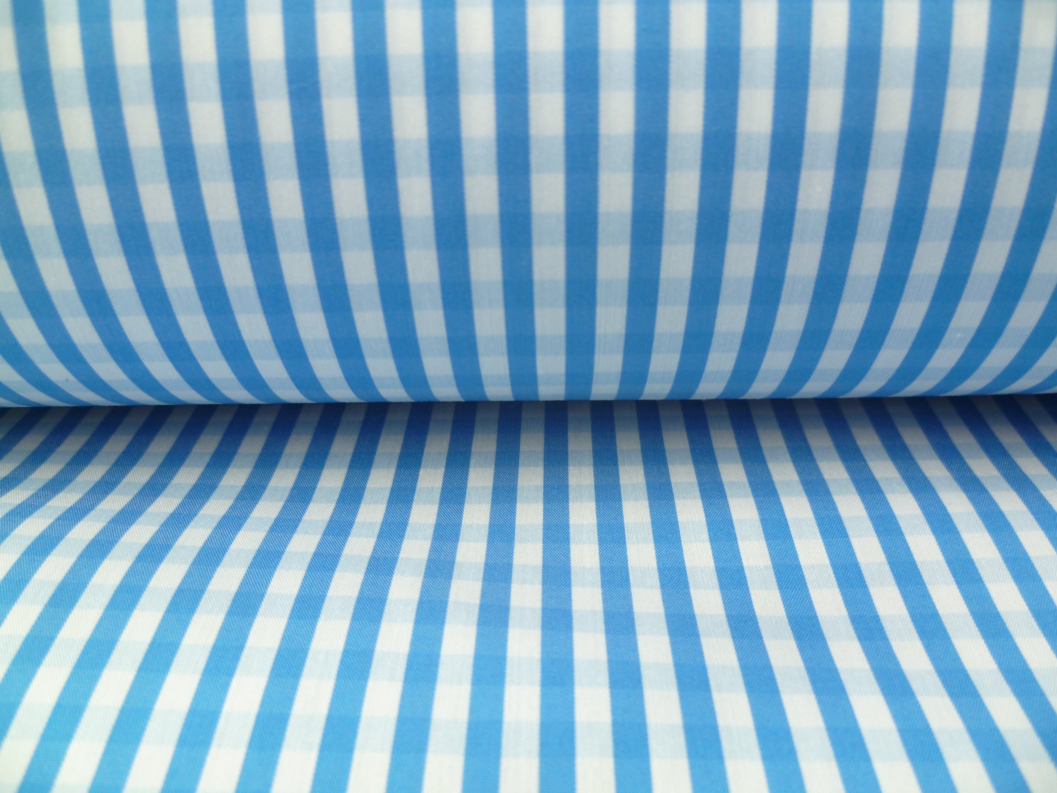 Cobalt Blue White Check Cotton Shirting