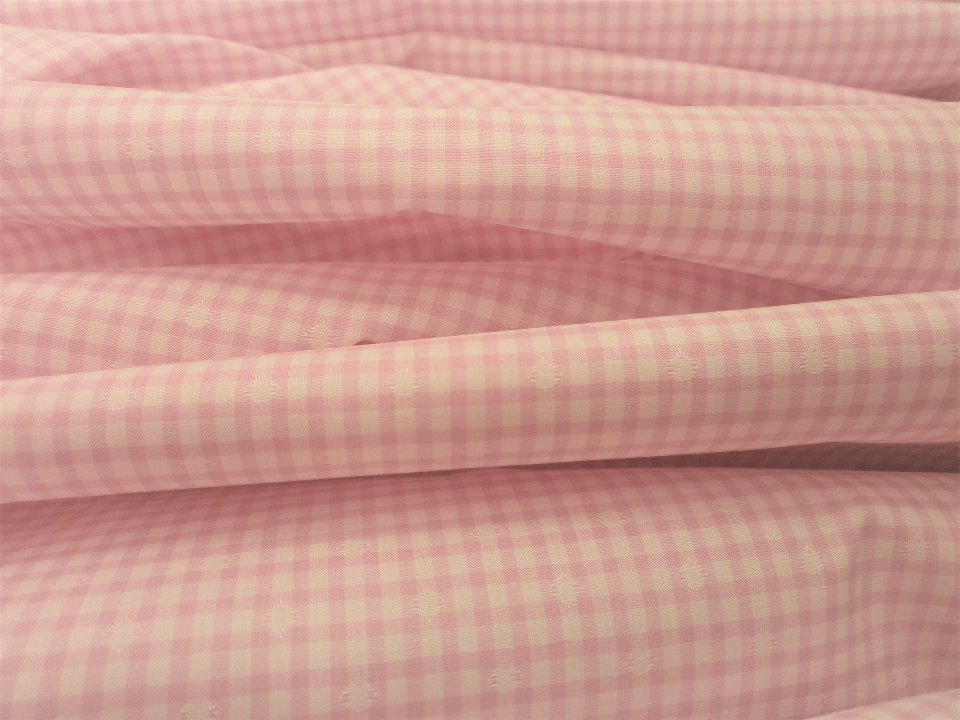 Cream Pink Check Cotton Dresses Shirting
