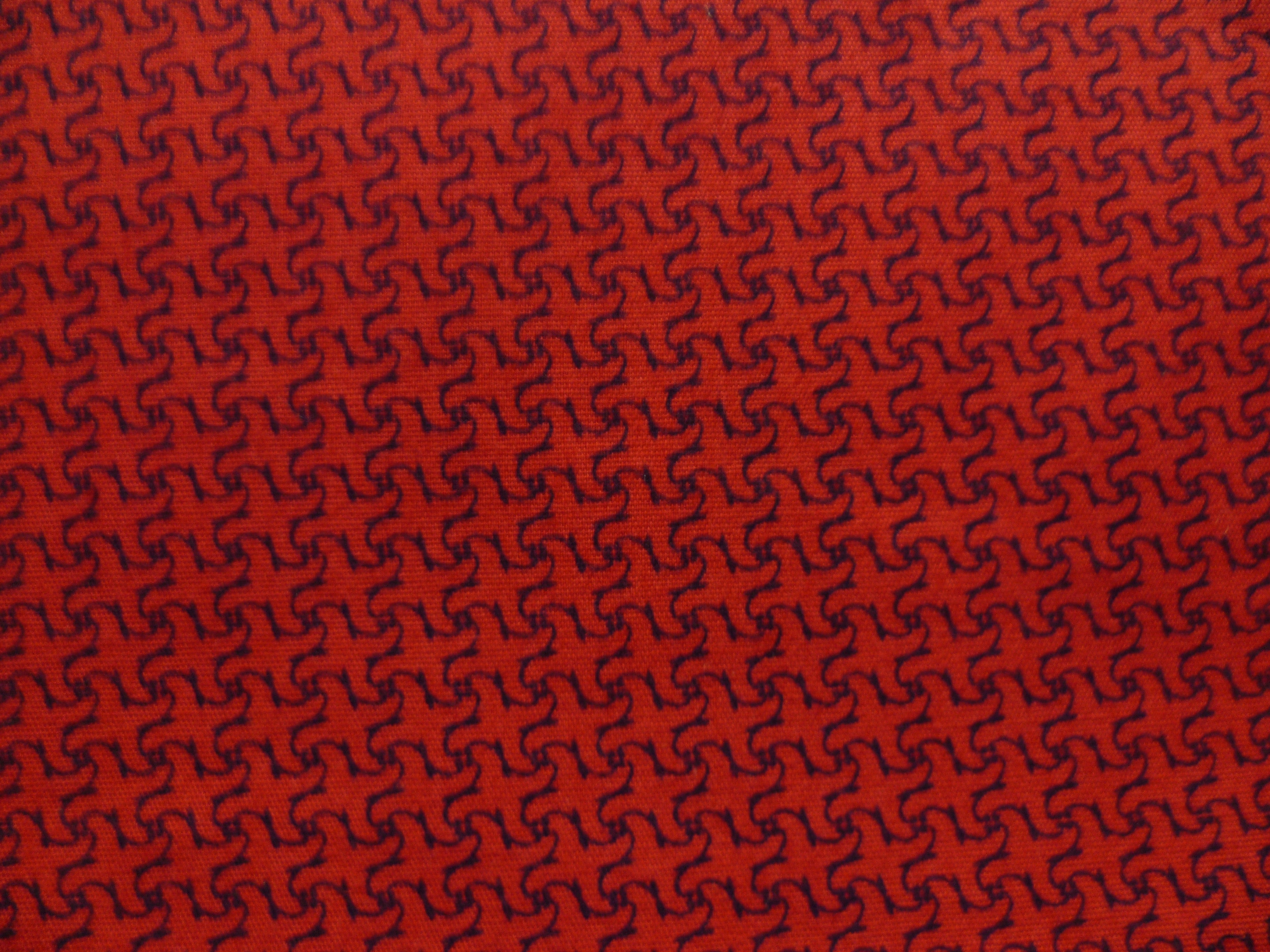 Dark Navy Red Geometric Cotton Shirting
