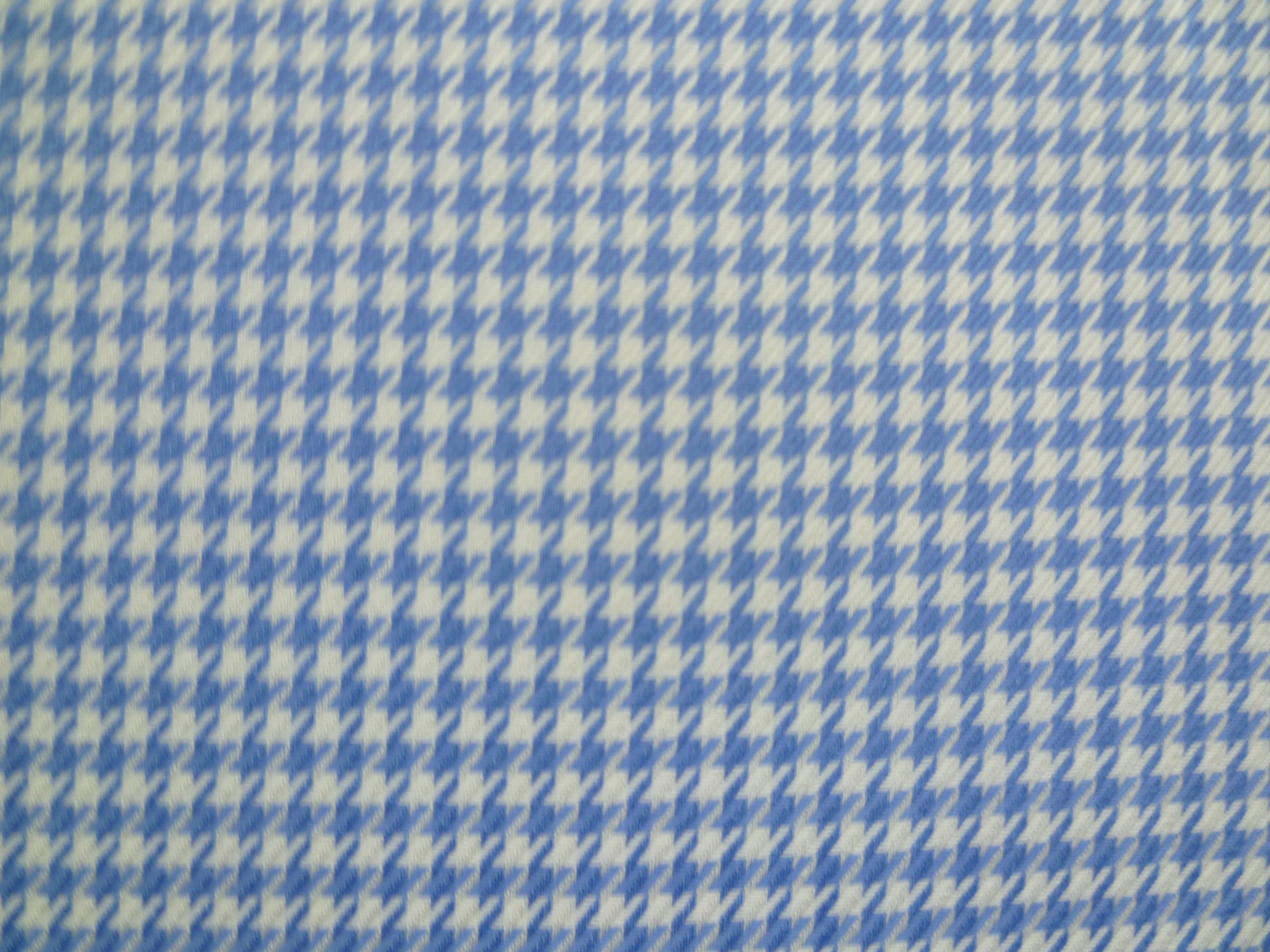 French Blue White Houndstooth Cotton Dresse Shirting