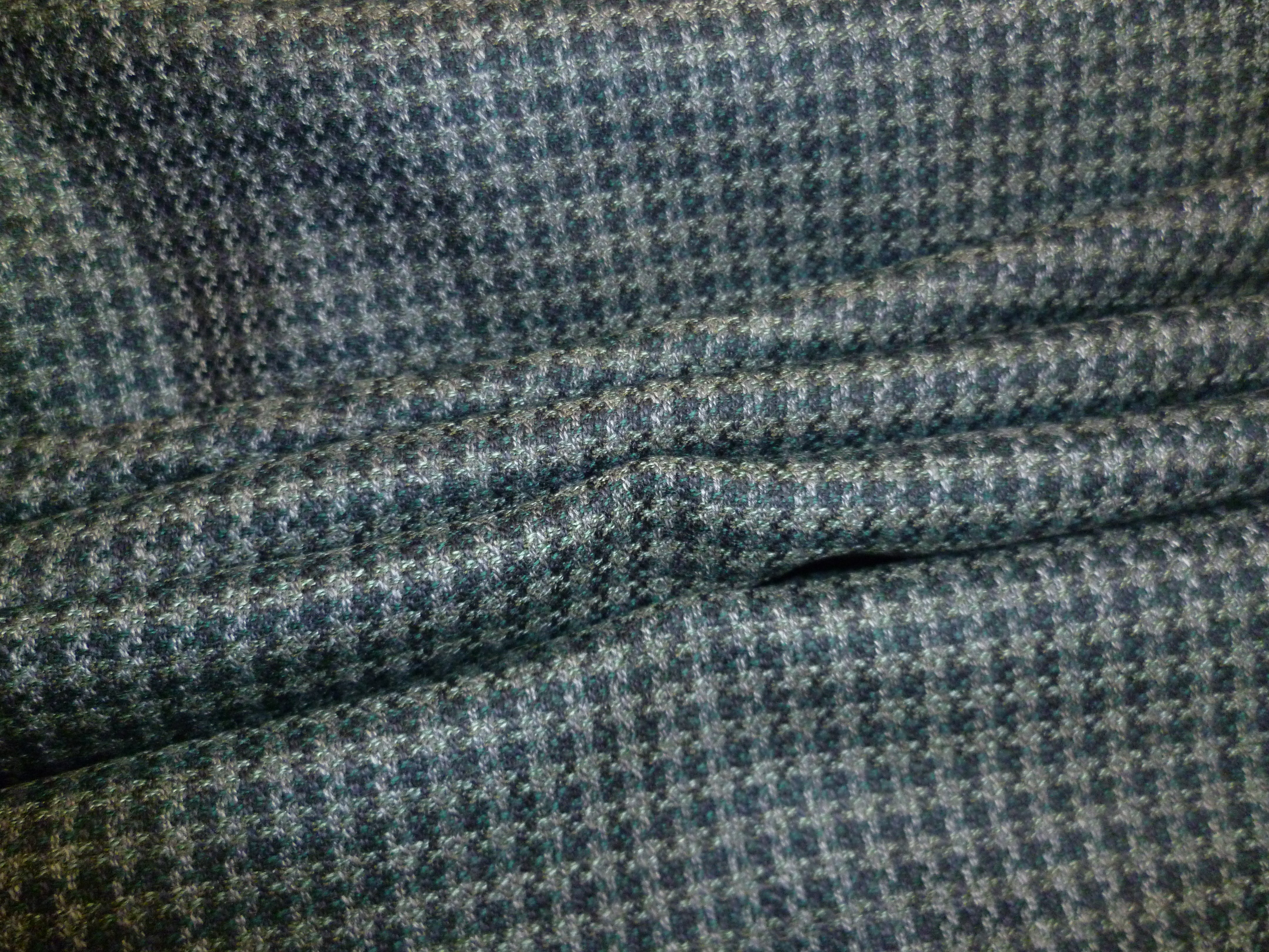 Green Grey Houndstooth Wool Linen Cotton Blazer