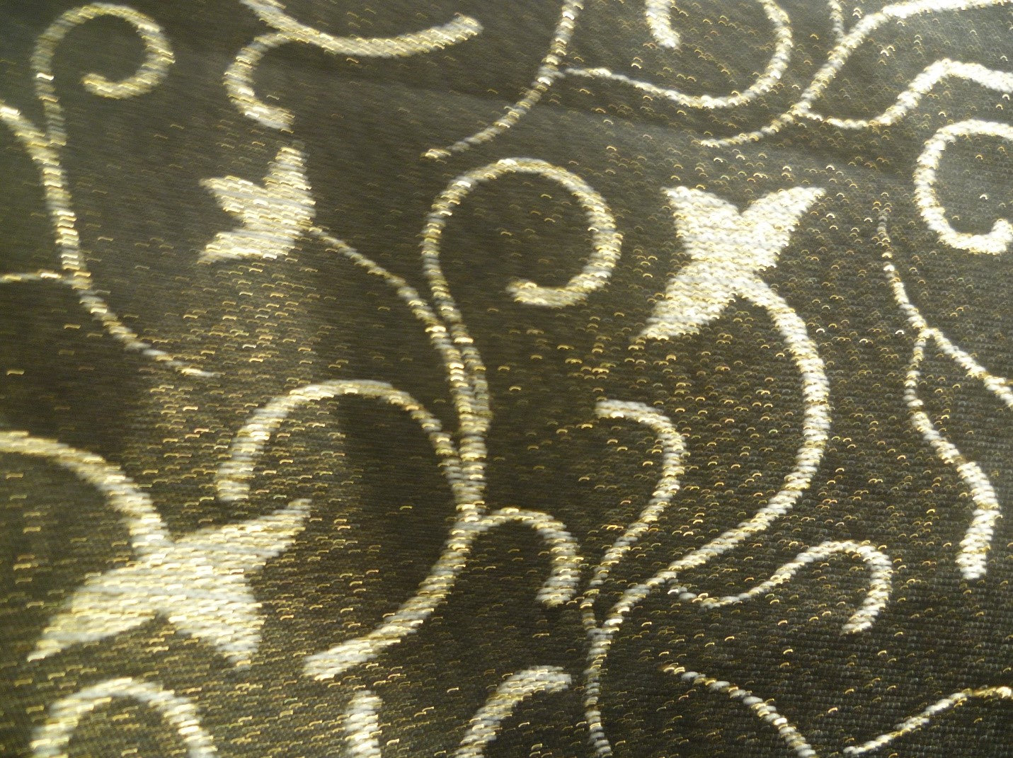 Grey Gold Floral Silk Viscose Suiting