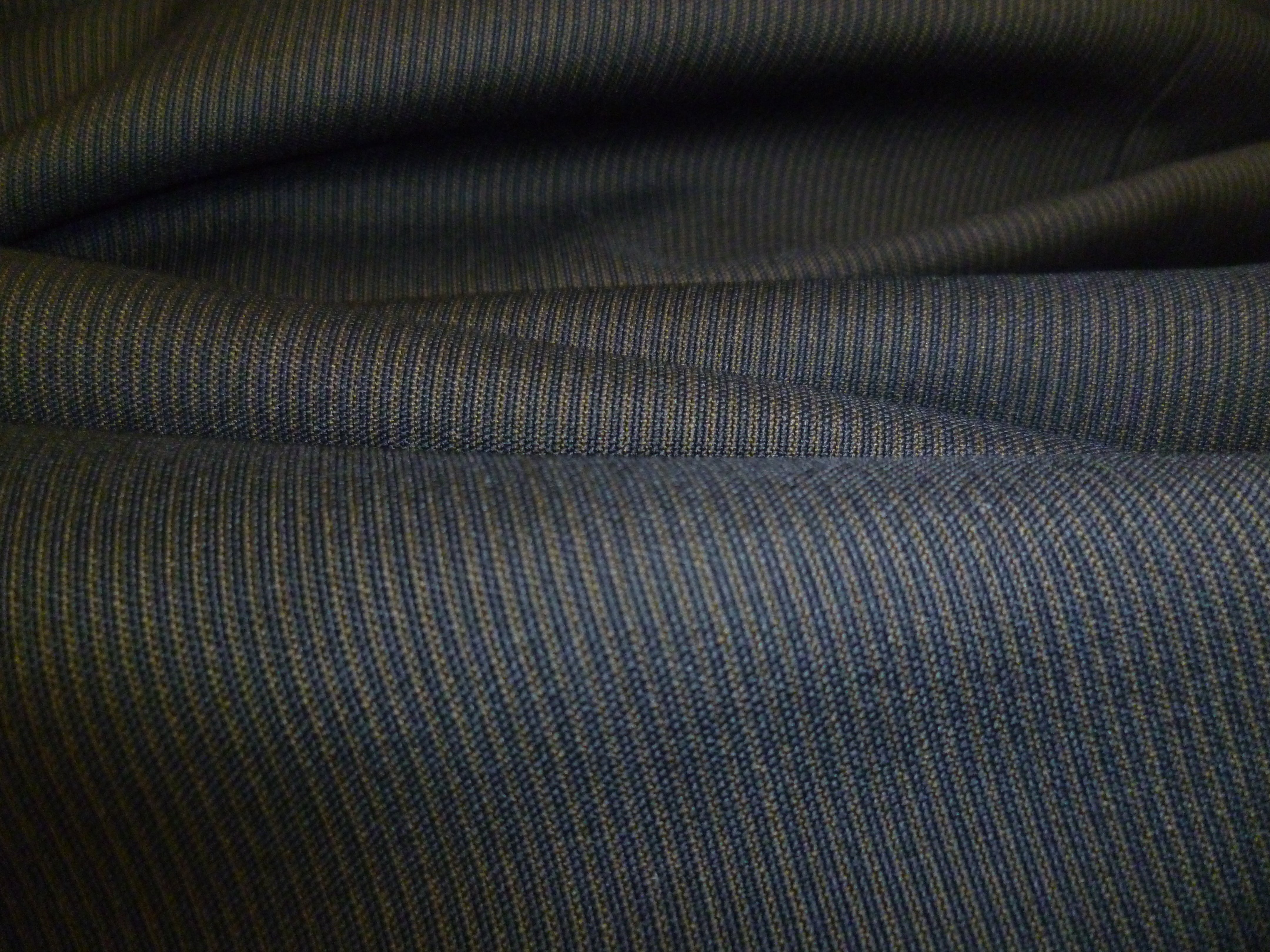 Grey Navy Fine Stripe Worsted Wool Suiting