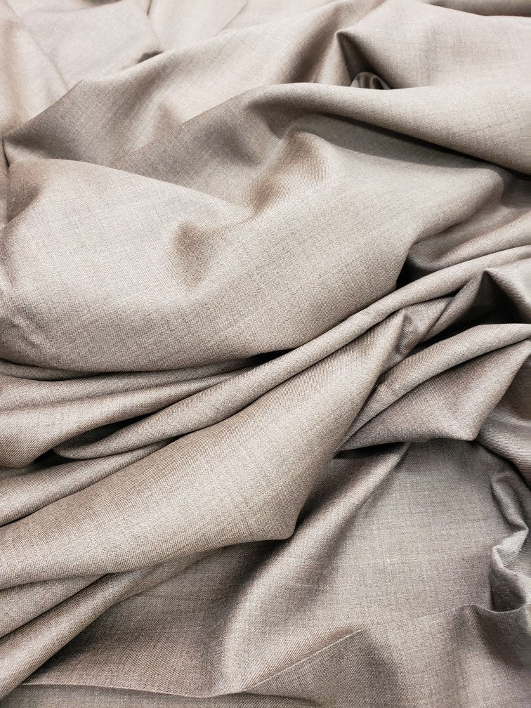 Grey Plain Worsted Wool Suiting