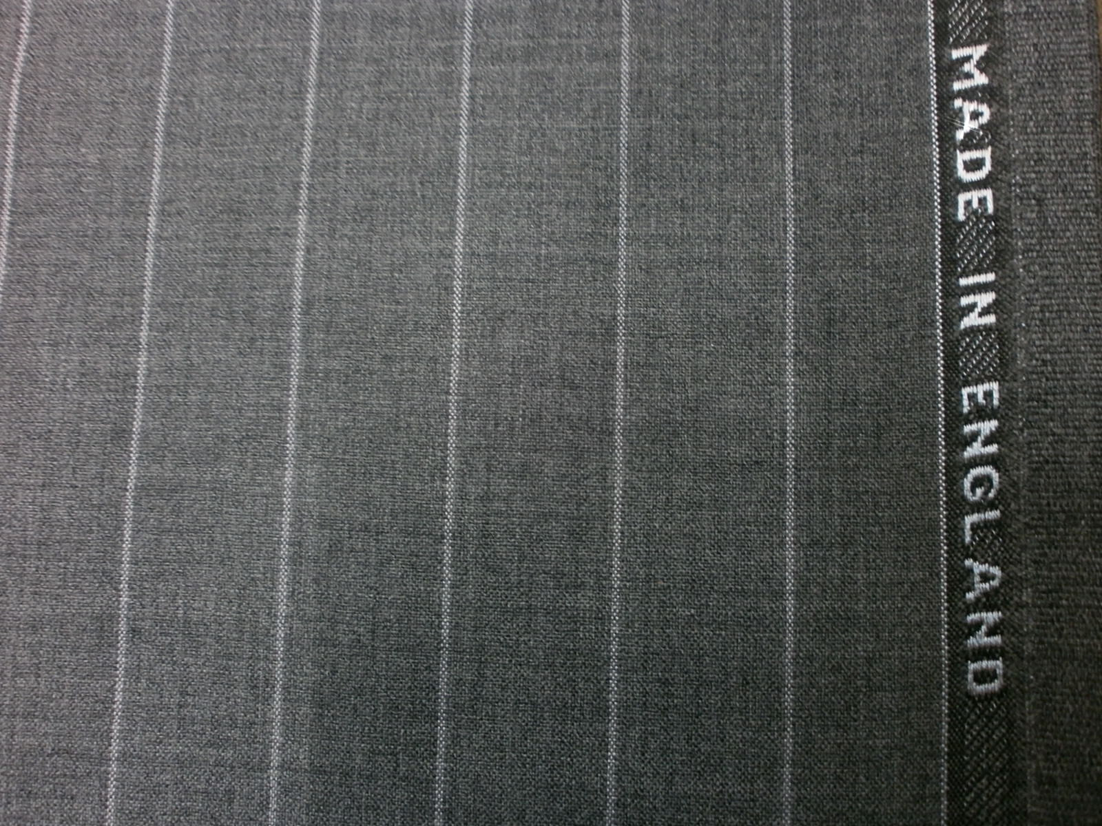 Grey White Chalk Stripe Worsted Wool Suiting