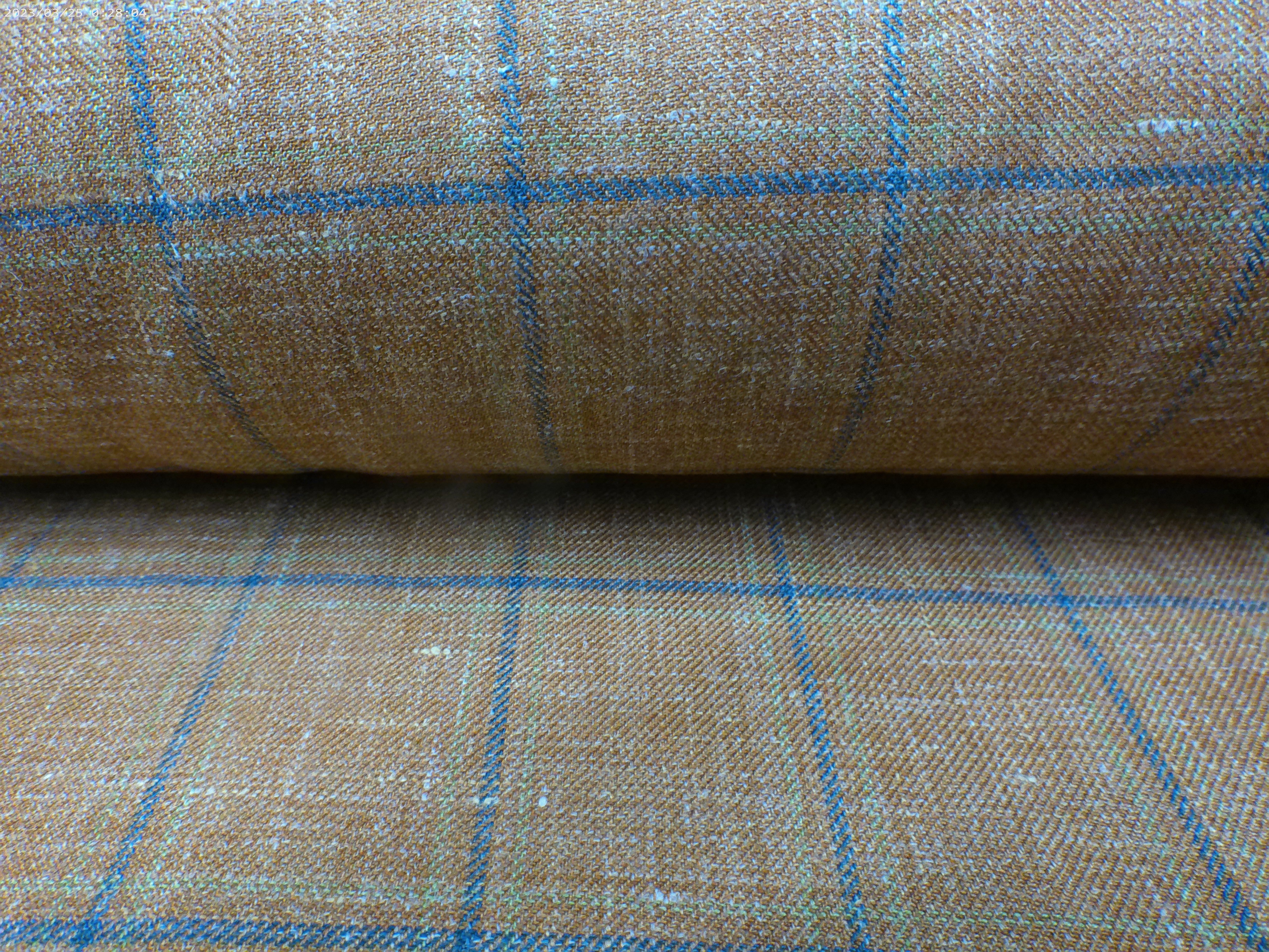 Multicolour Check Linen Silk Wool Blazer Suiting