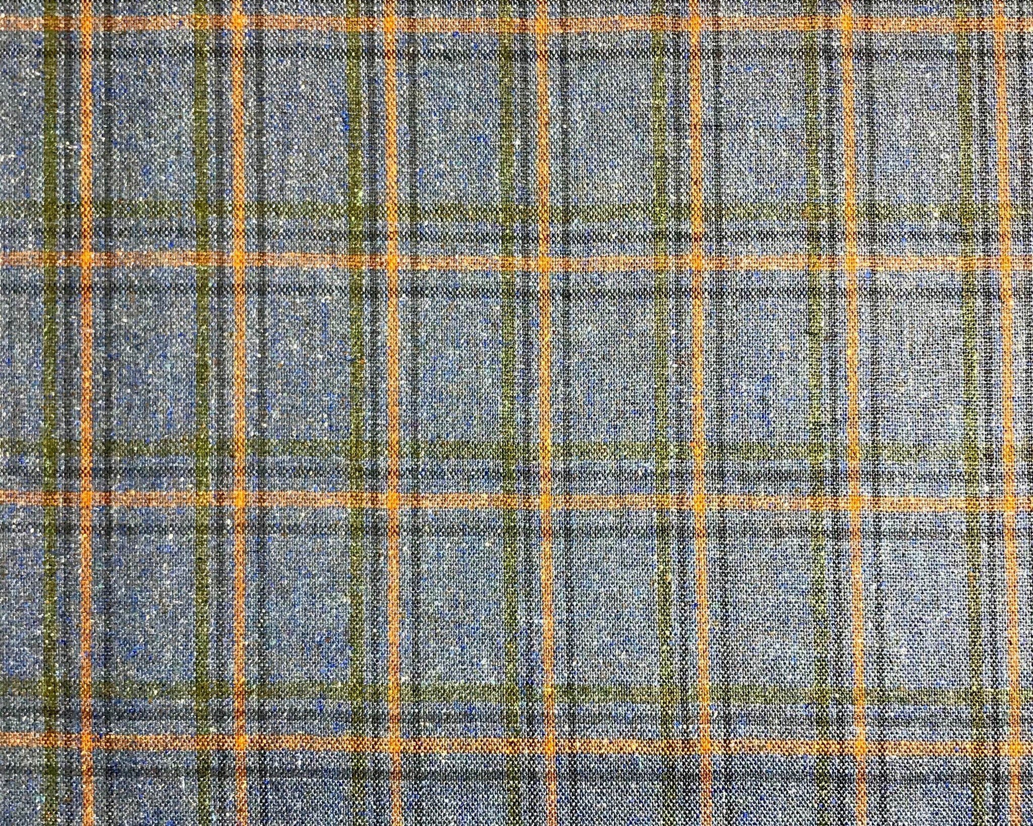 Multicolour Check Silk Wool Linen Suiting