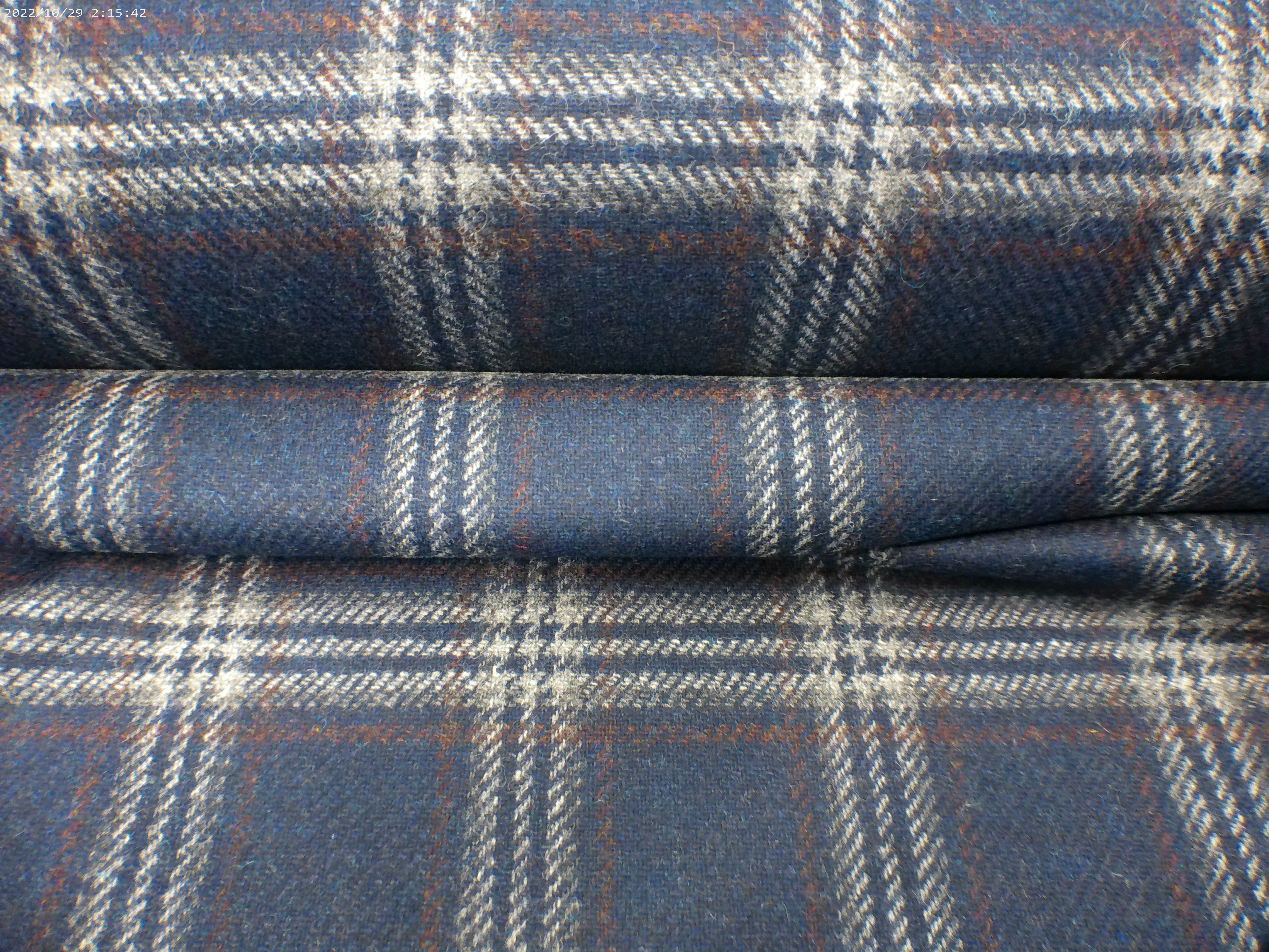 Multicolour Check Worsted Wool Coating