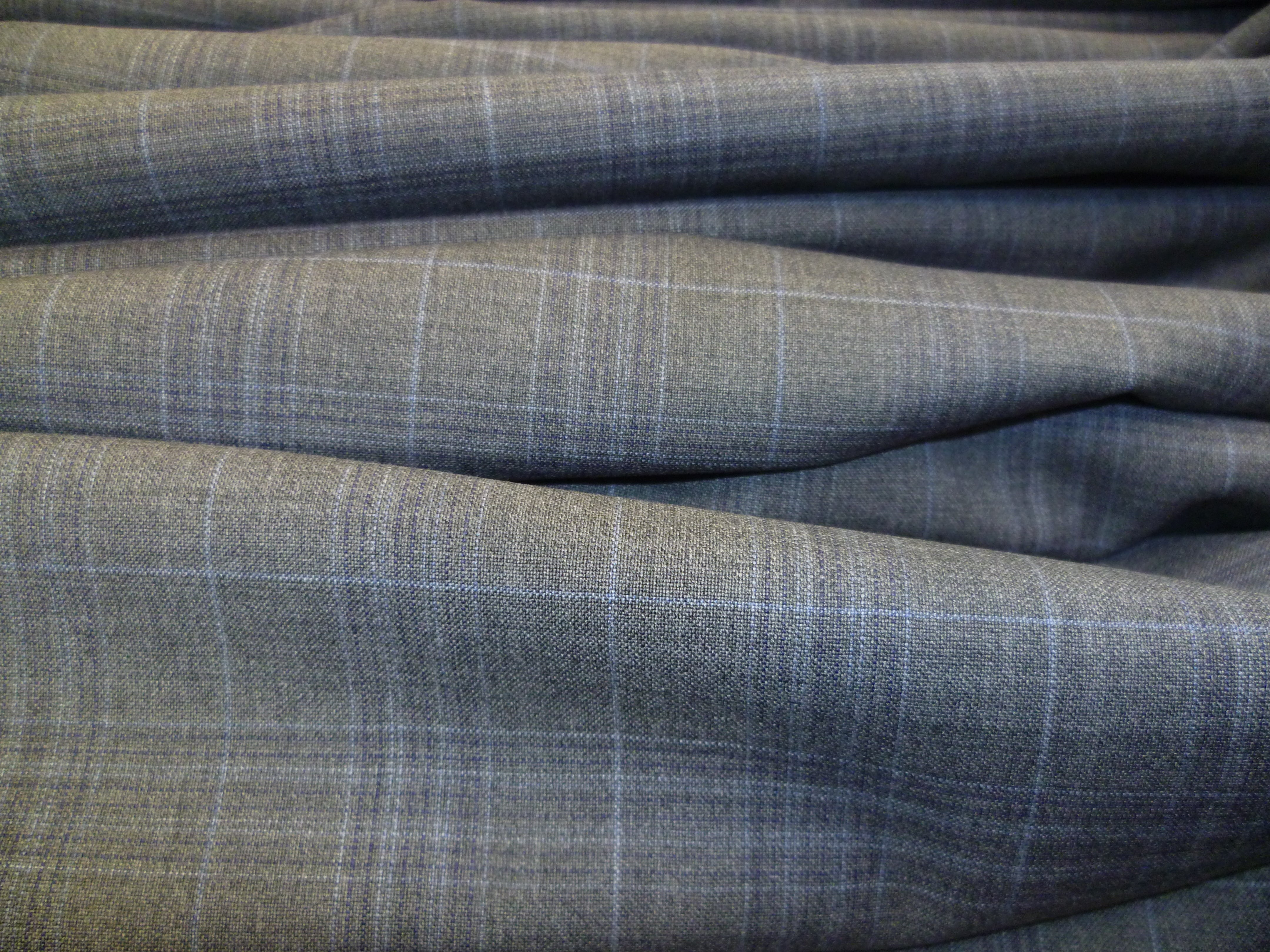 Multicolour Check Worsted Wool Suiting