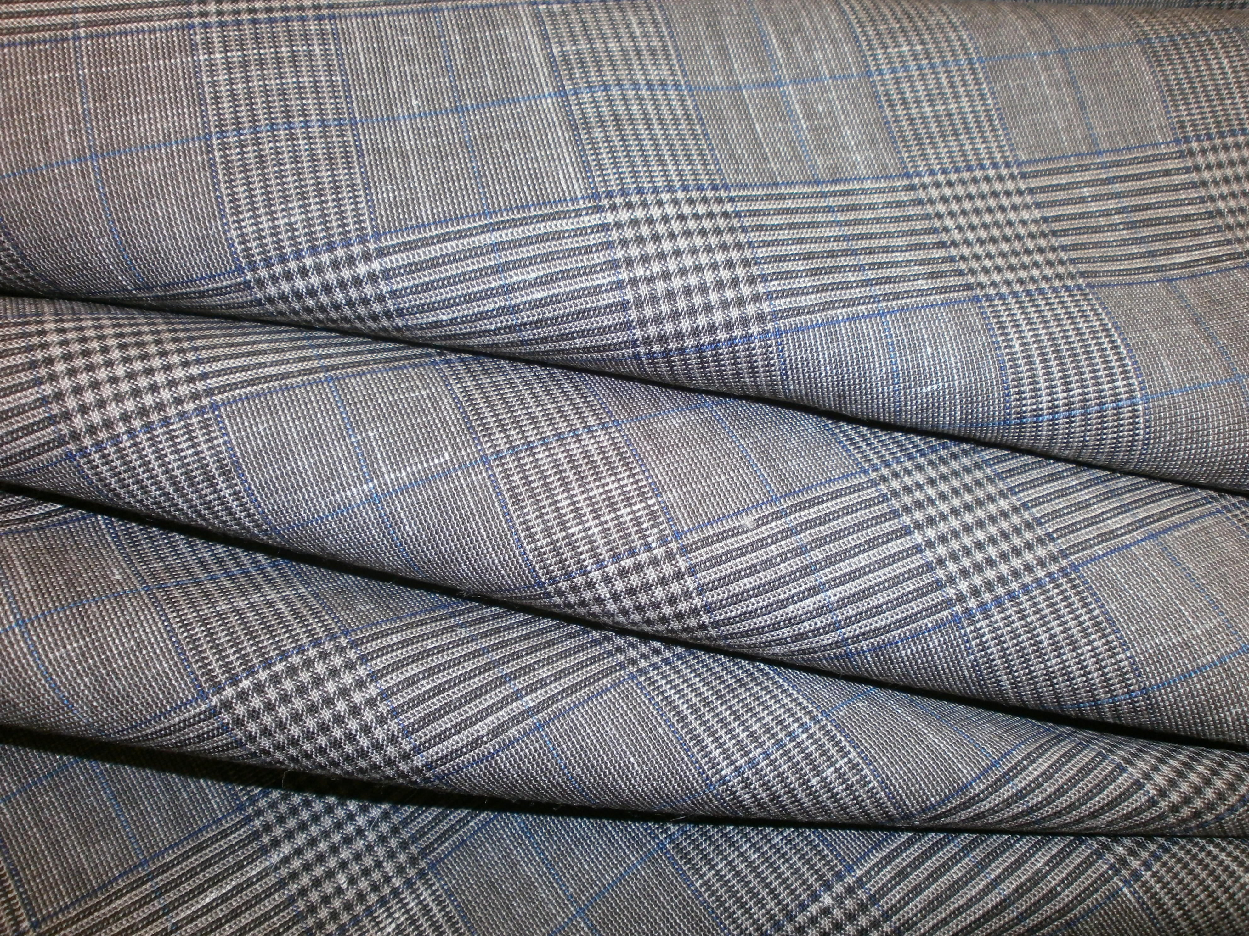 Multicolur Check Silk Linen Blazer Suiting