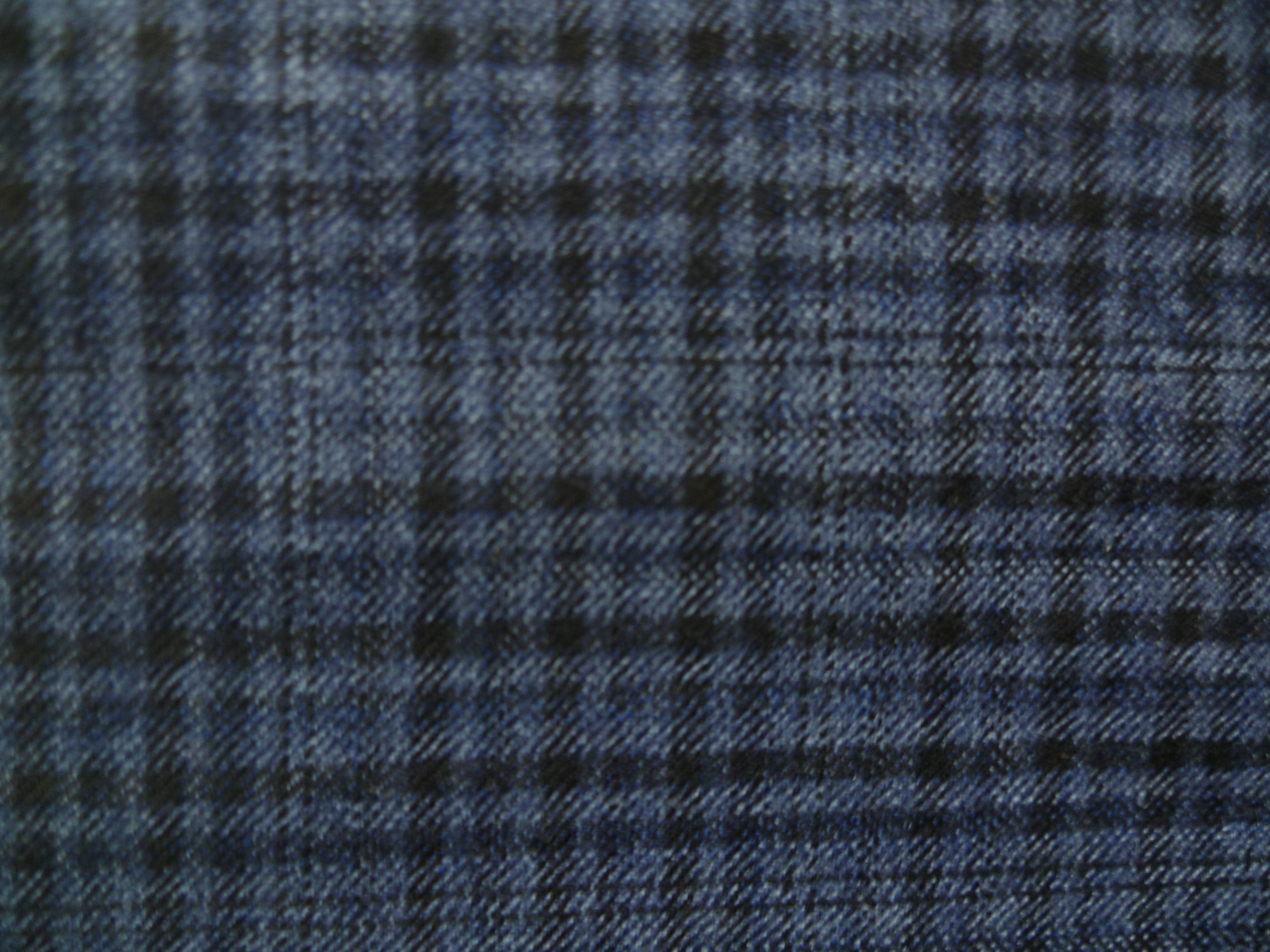 Navy Black Check Silk Wool Blazer Suiting