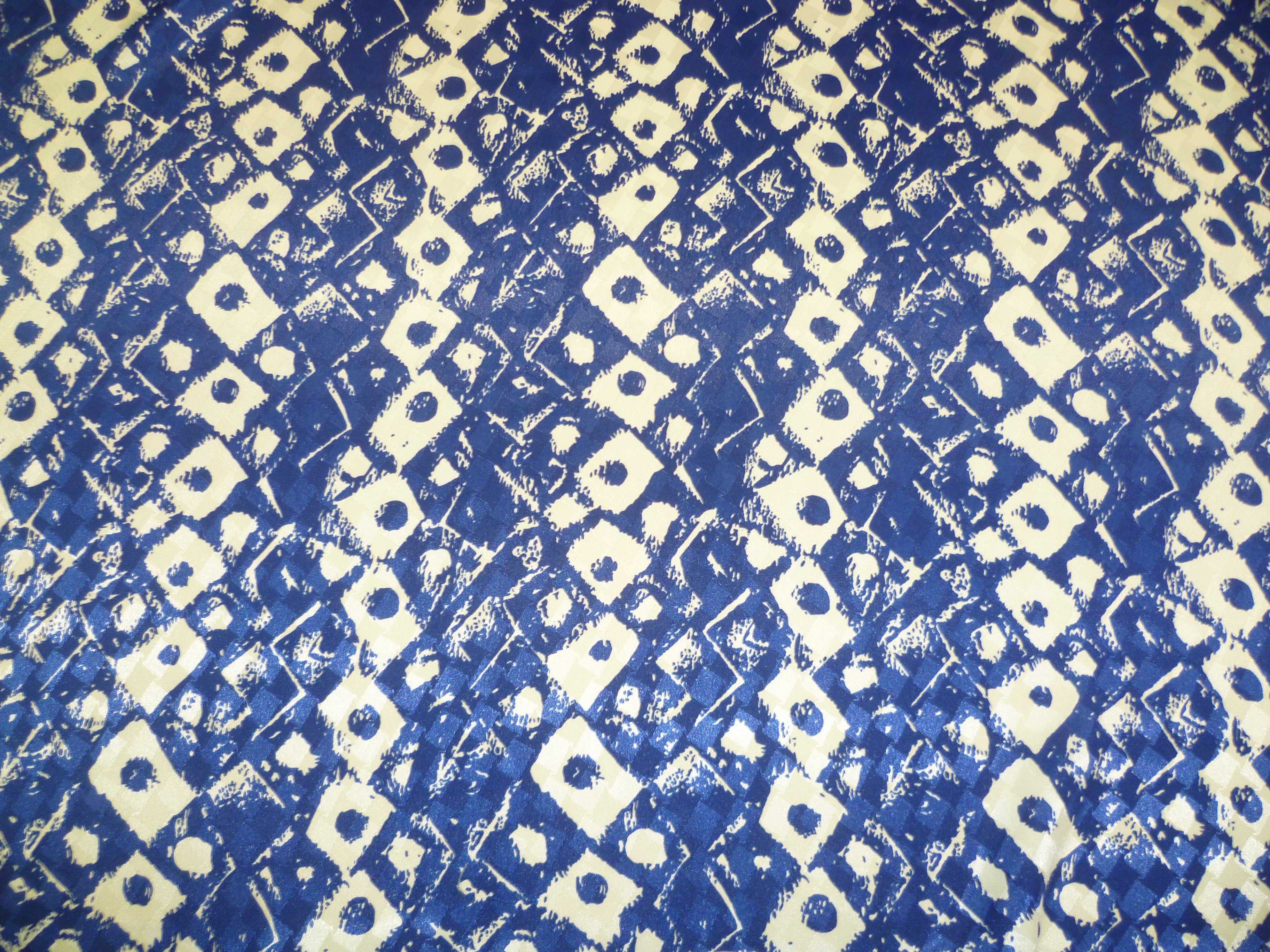 Navy Cream Geometric Silk Dresses Accessories