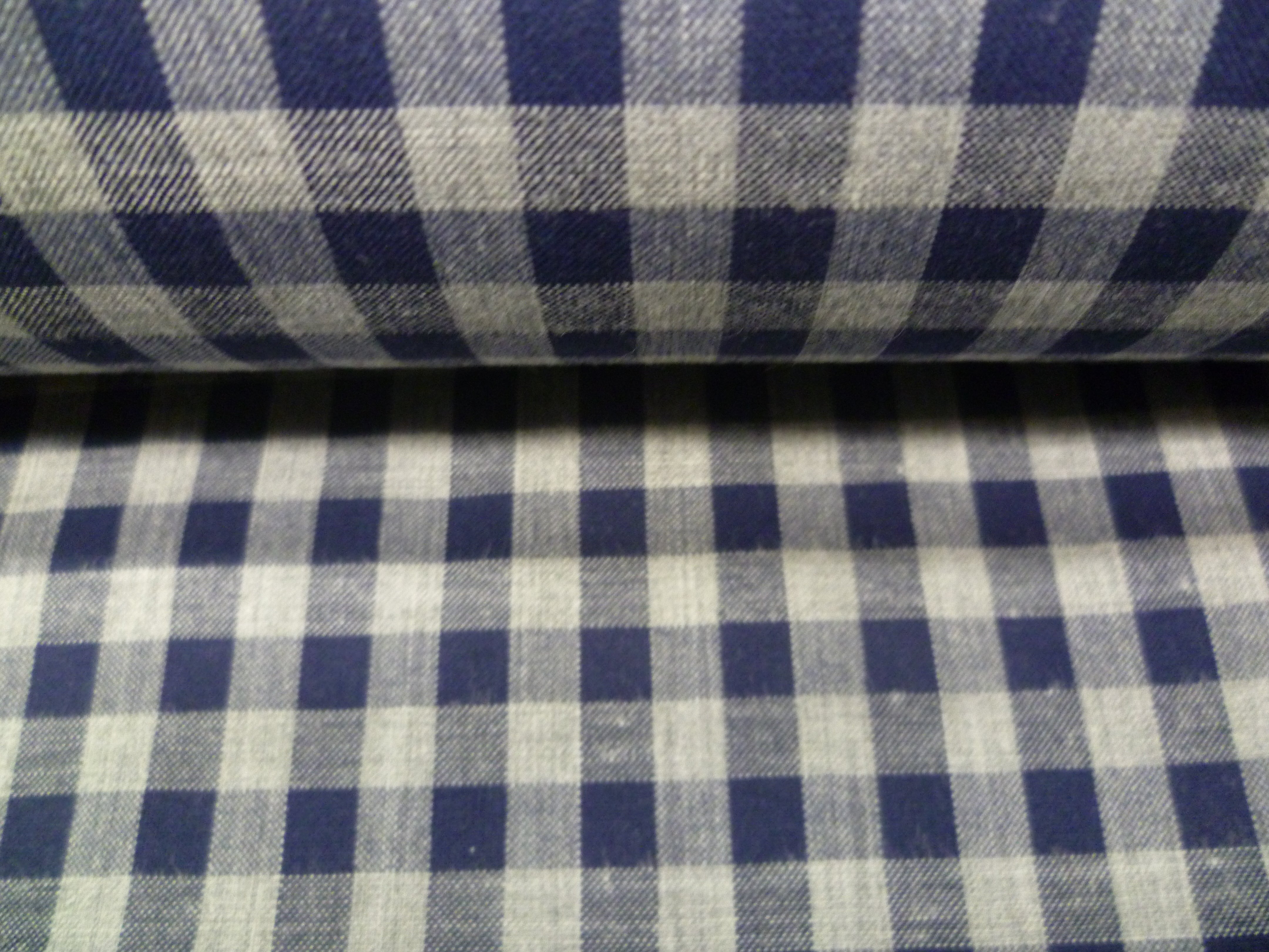 Navy Grey Check Cotton Dresses Shirting