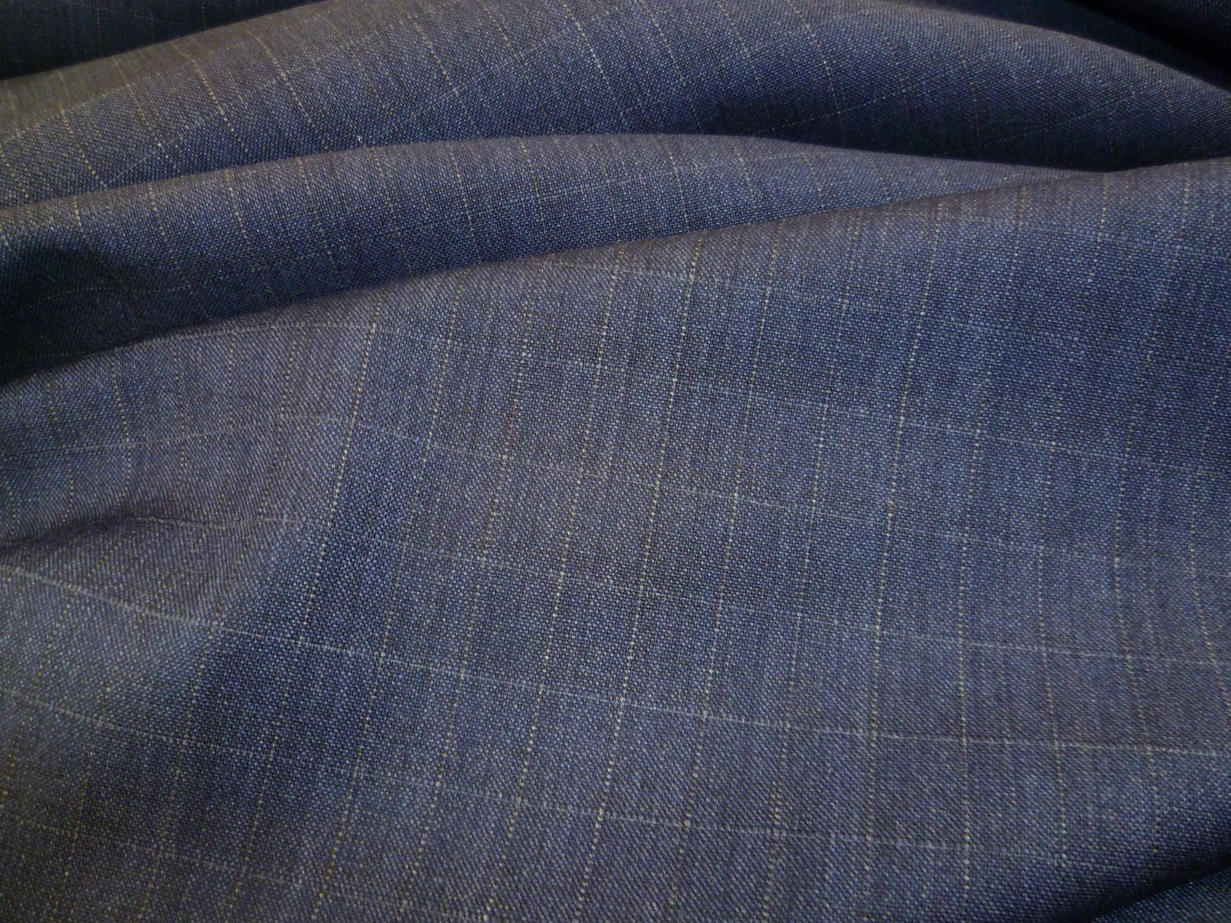 Navy & Grey Windowpane Worsted Wool Blazer Suiting