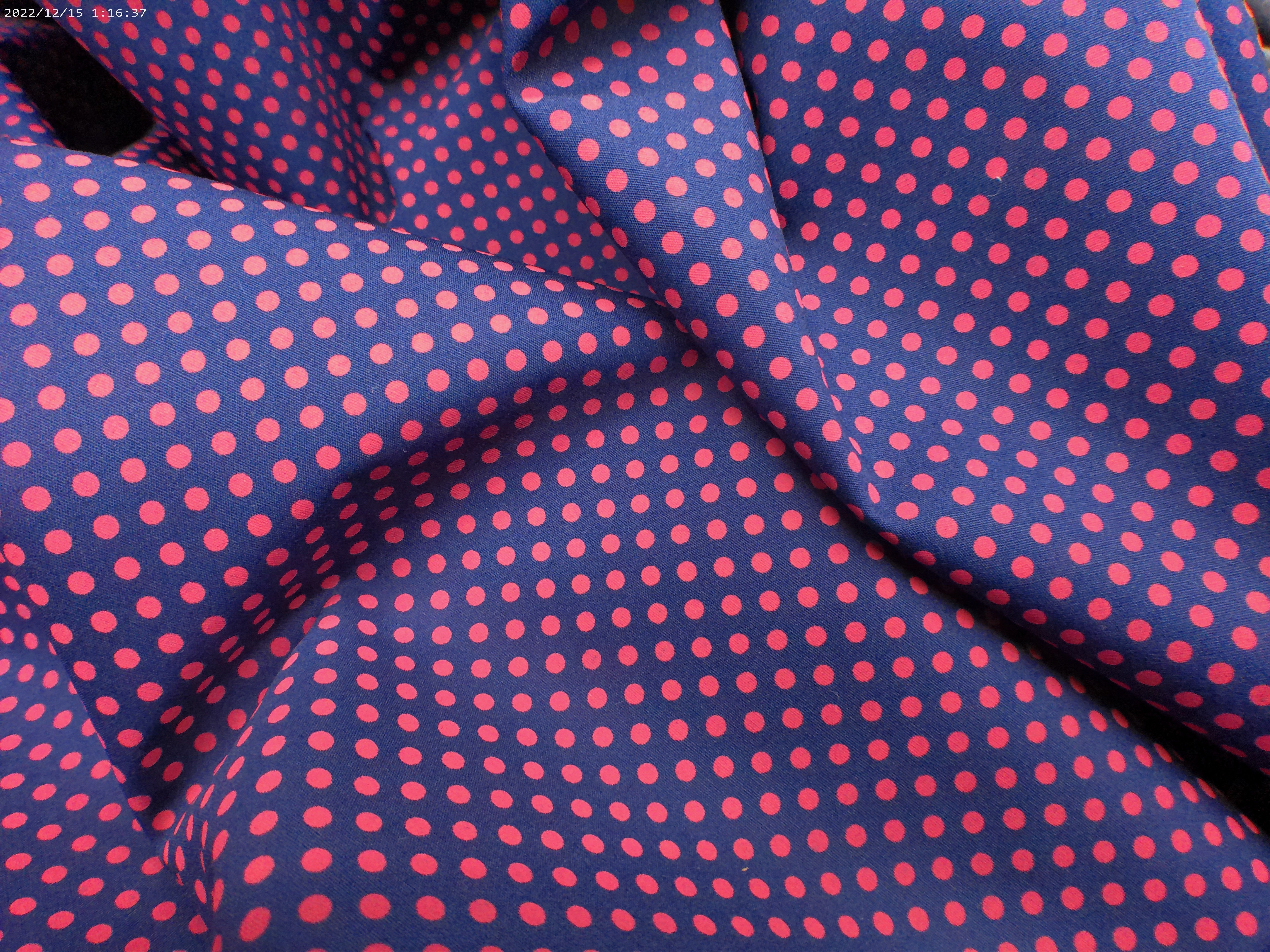 Navy Pink Pin Dot Egyptian Cotton Shirting