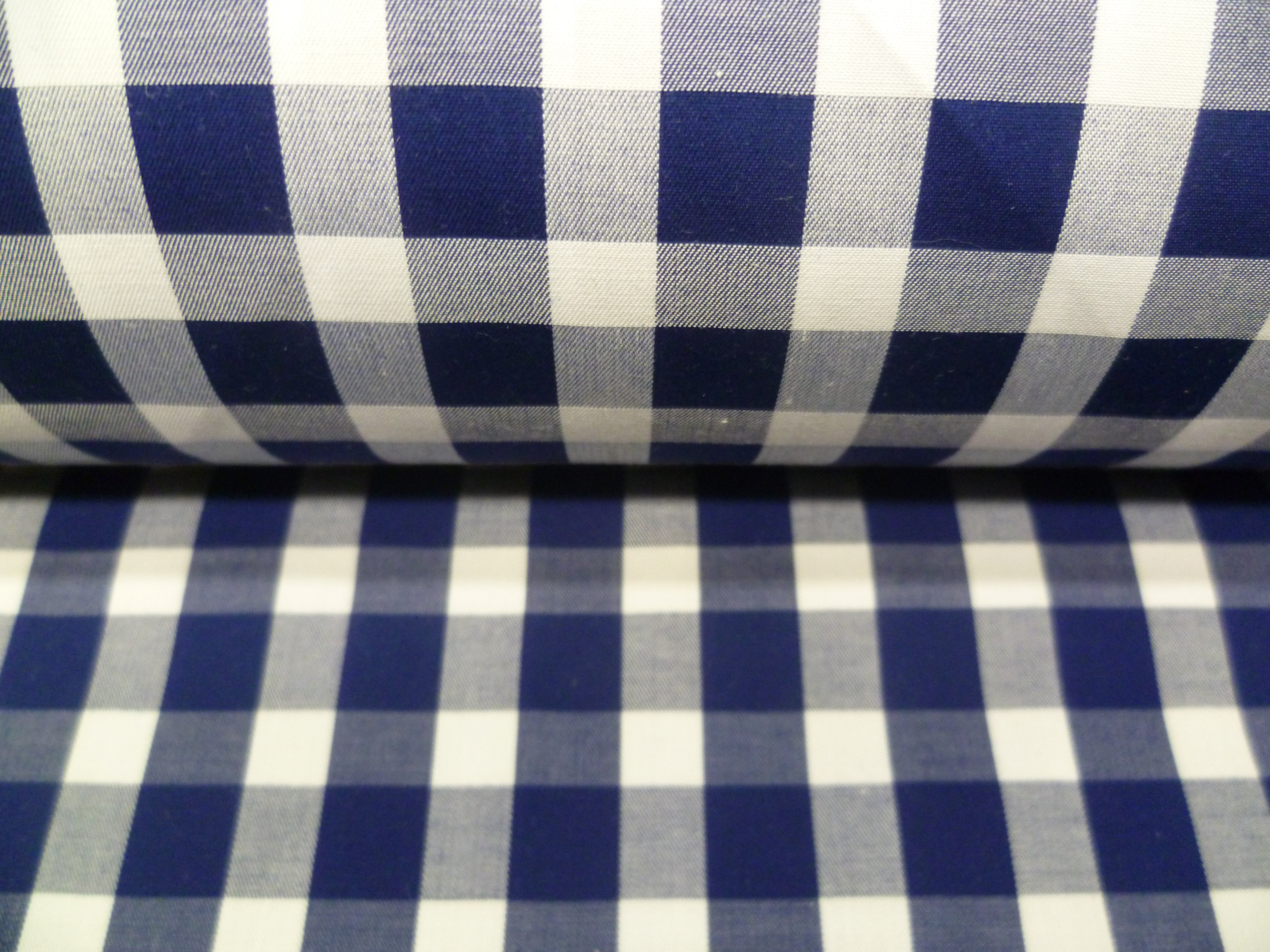 Navy White Check Cotton Dresses Shirting