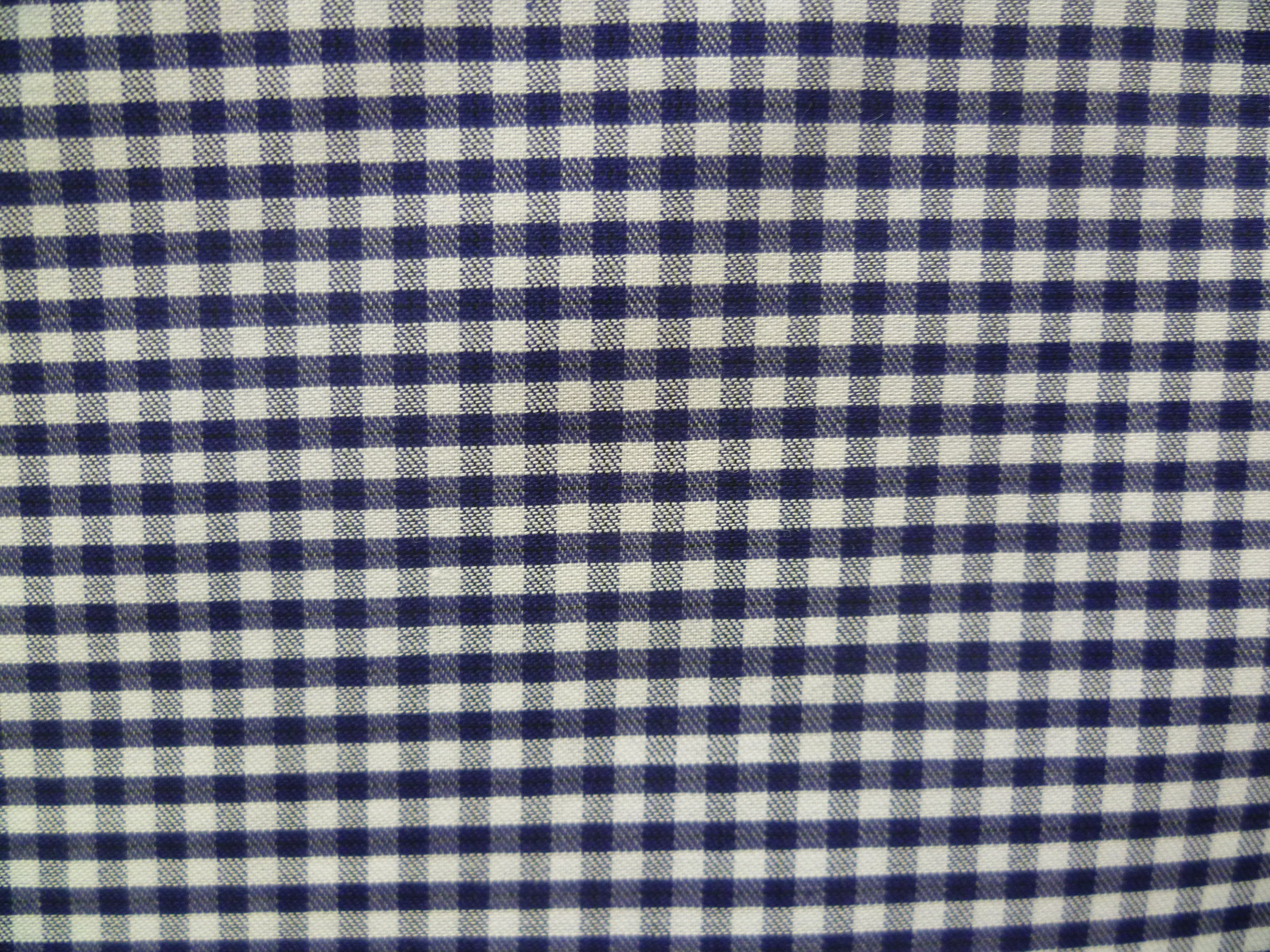 Navy White Check Cotton Shirting