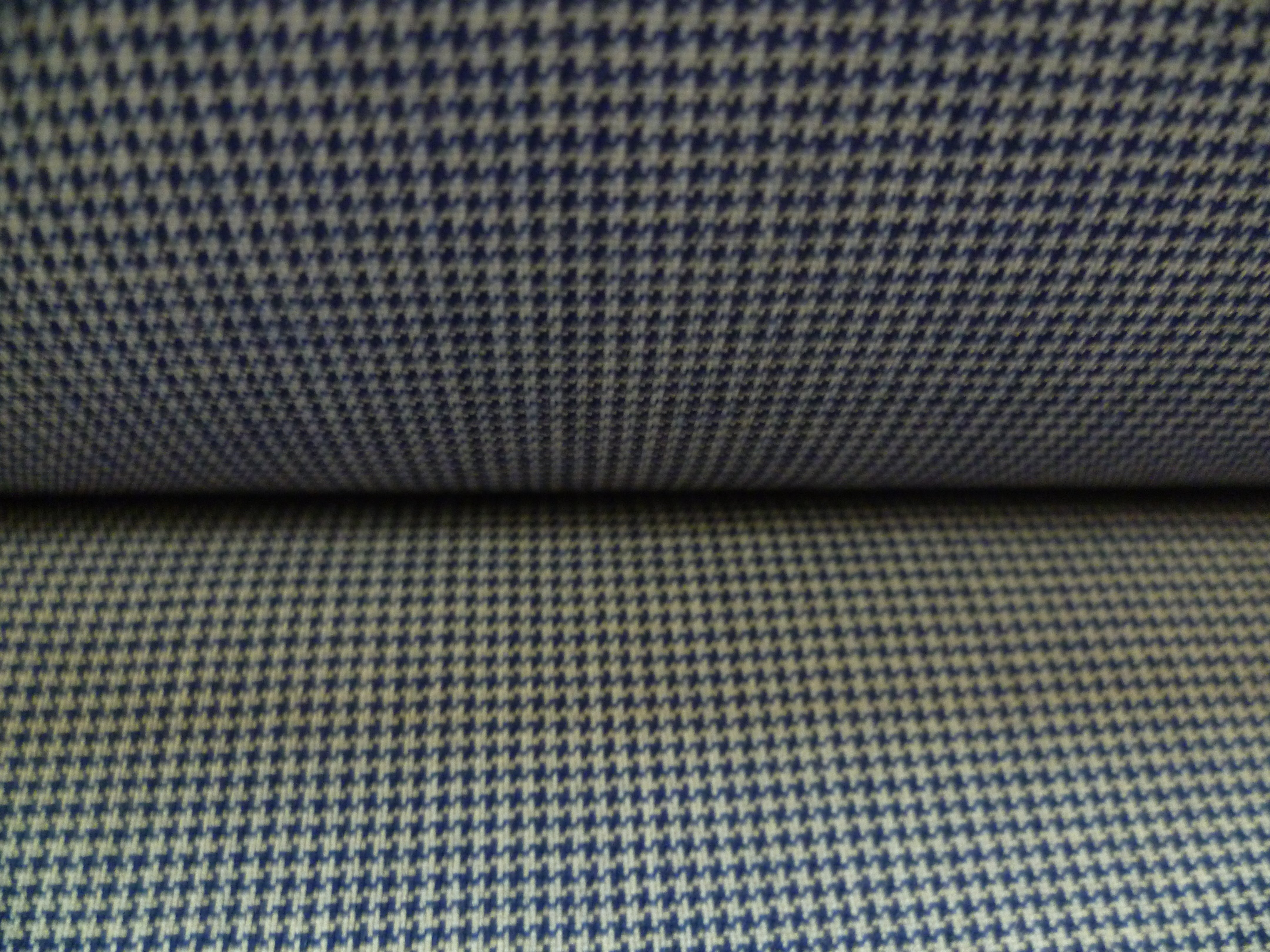 Navy White Houndstooth Wool Suiting