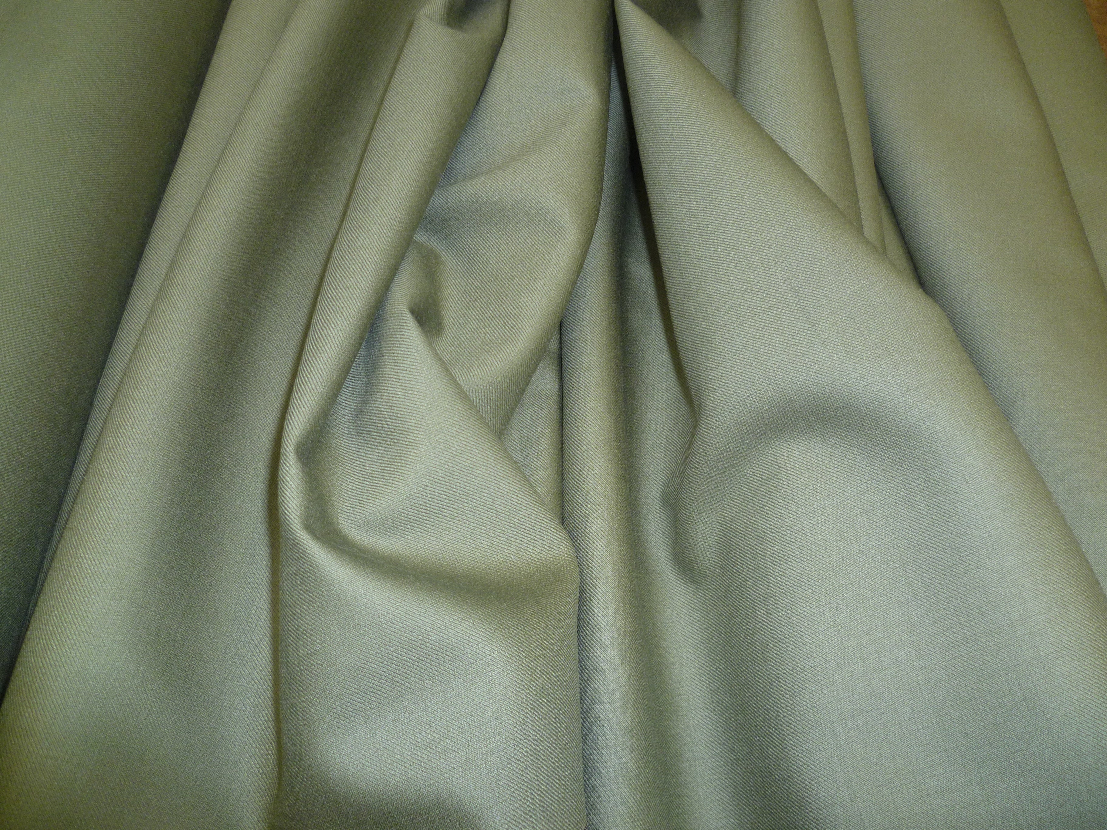 Olive Green Plain Worsted Wool Suiting