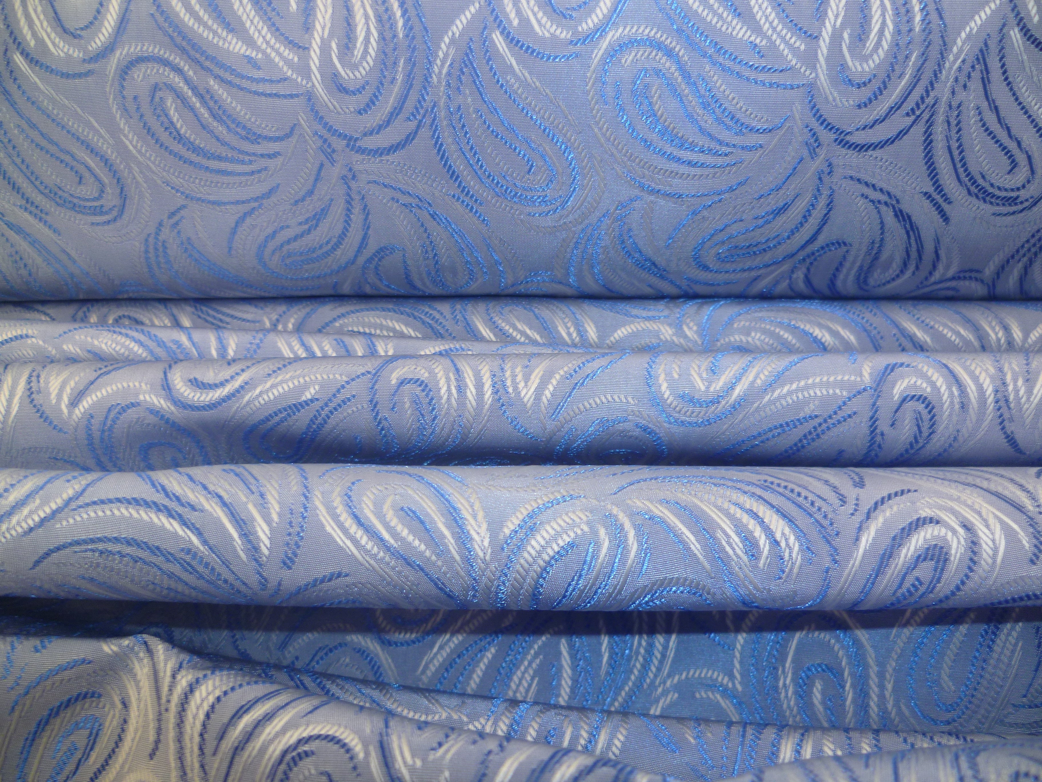 Sky Blue White Paisley Silk Rayon Blazer