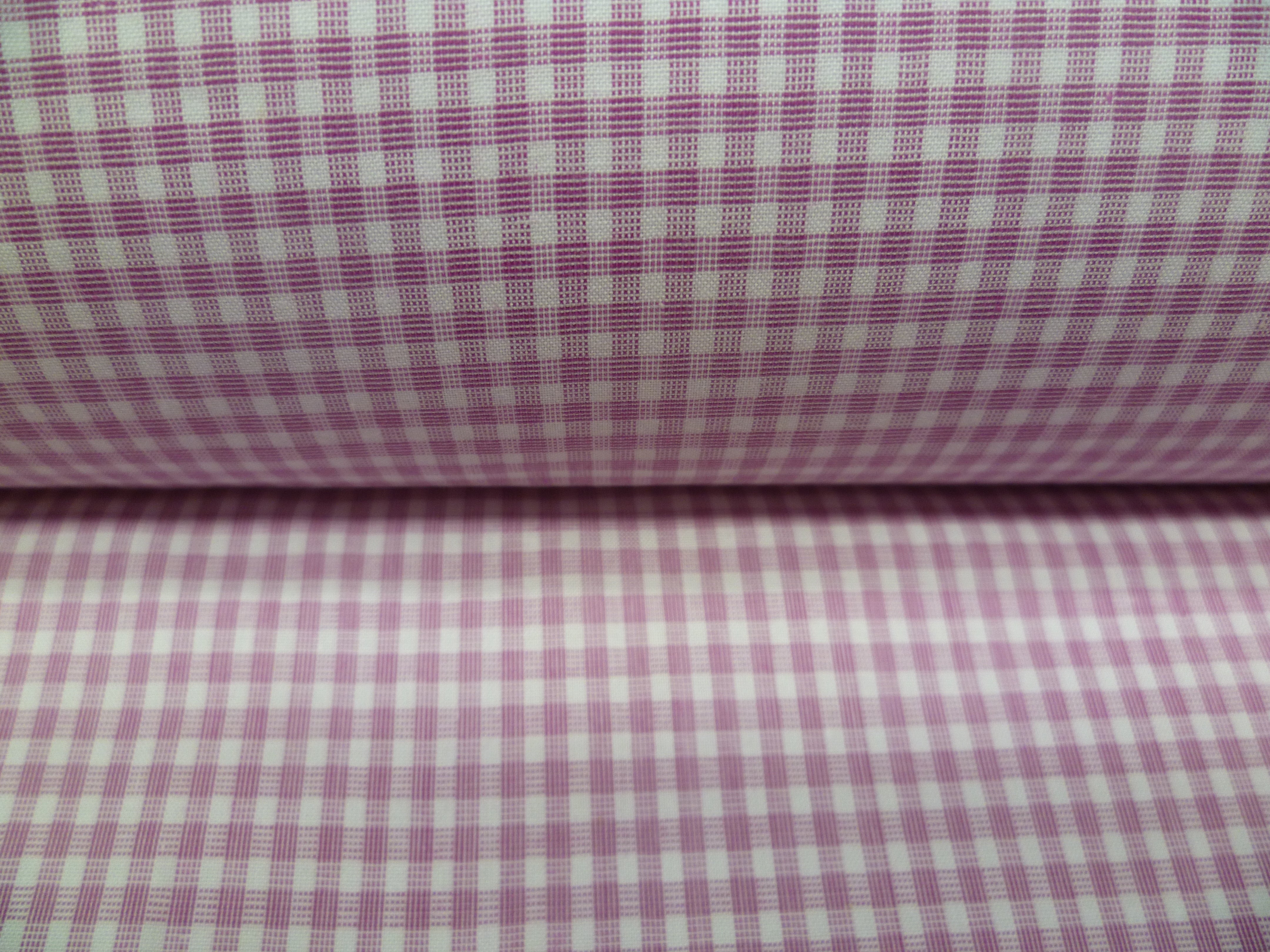 White Pink Check Cotton Shirting